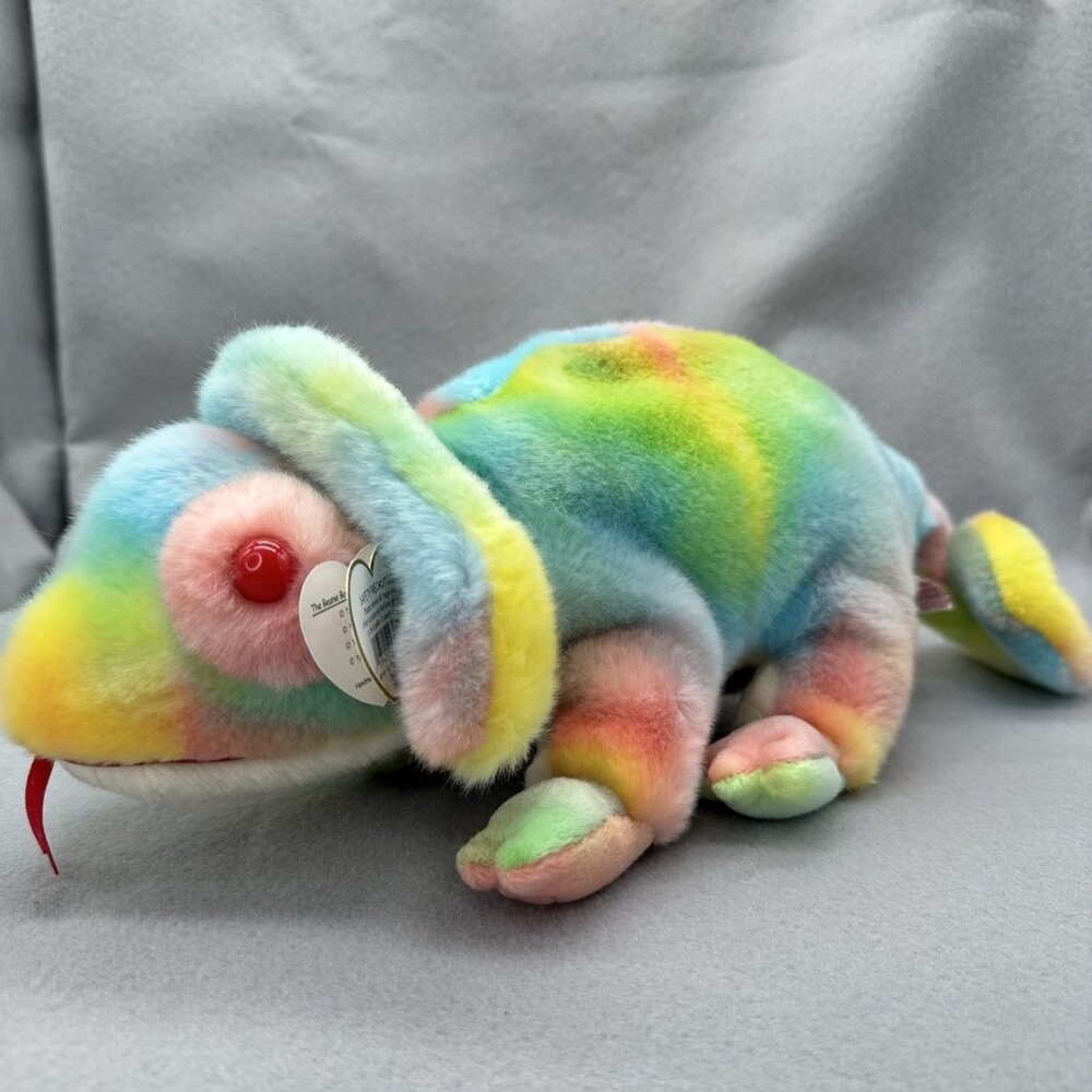 Vtg TY Beanie Buddies Rainbow Chameleon Pastel Tie Dye 1999 Plush Stuffed 14" - Picture 15 of 15
